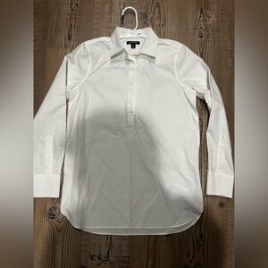 Lands' End White Half Button Down Shirt